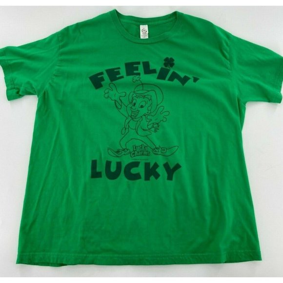 Active Apparel Other - LUCKY CHARMS Feeling Lucky Tee T Shirt Mens 2XL Large Green SS Crew Leprechaun
